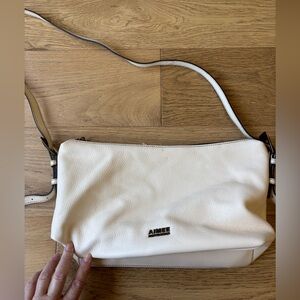 Aimee Kestenberg leather crossbody hobo bag cream/off white brass gold hardware